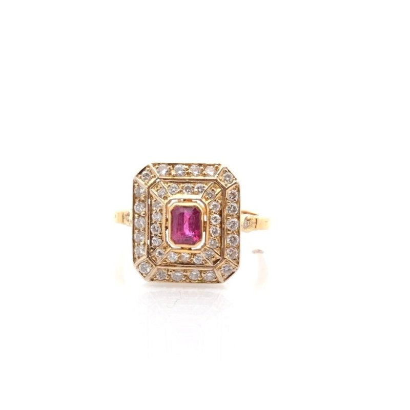 Bague vintage rubis et diamants en or 18k - Castafiore