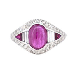 Bague Vintage Rubis et Diamants, Style Art Déco - Castafiore