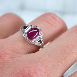 Bague Vintage Rubis et Diamants, Style Art Déco - Castafiore