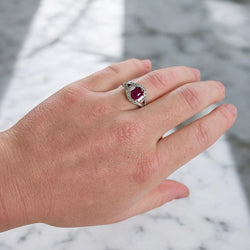 Bague Vintage Rubis et Diamants, Style Art Déco - Castafiore