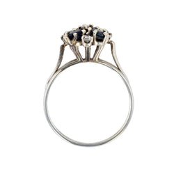 Bague vintage saphir diamants flocon - Castafiore
