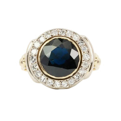 Bague vintage saphir entourage diamants - Castafiore