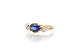 Bague vintage saphir et diamants en or 18k - Castafiore