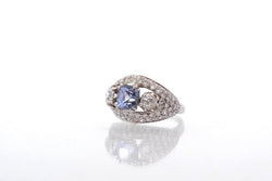 Bague vintage saphir et diamants en or 18k - Castafiore