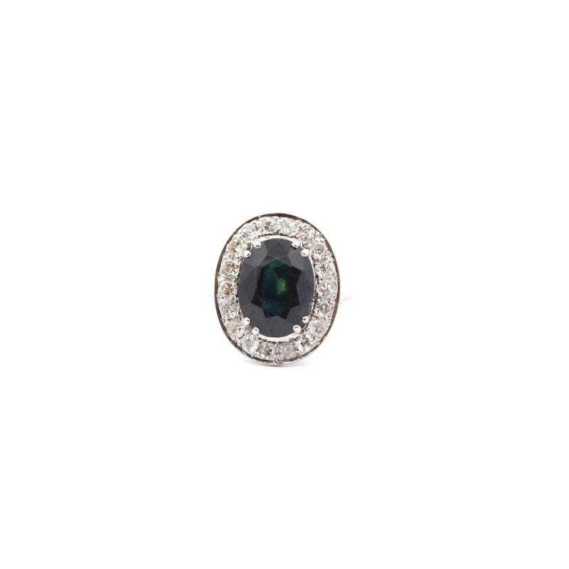 Bague vintage saphir et diamants en or 18k - Castafiore