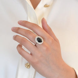 Bague vintage saphir et diamants en or 18k - Castafiore