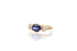 Bague vintage saphir et diamants en or 18k - Castafiore