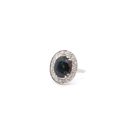 Bague vintage saphir et diamants en or 18k - Castafiore
