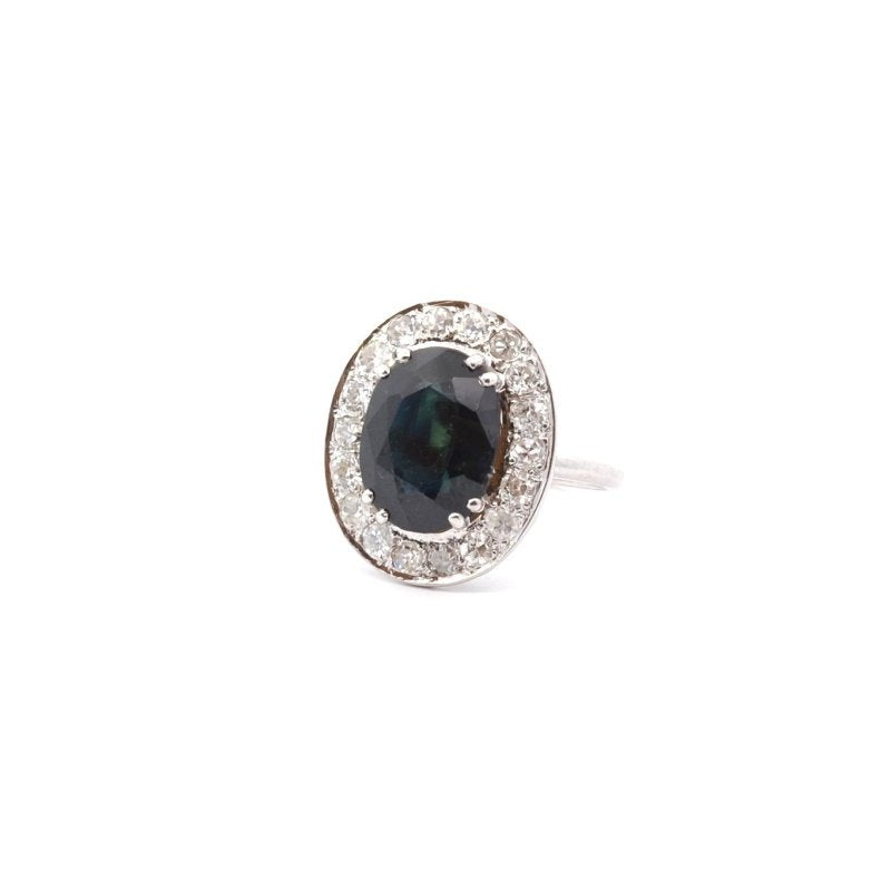 Bague vintage saphir et diamants en or 18k - Castafiore
