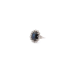 Bague vintage saphir et diamants en or 18k - Castafiore