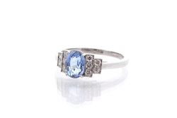 Bague vintage saphir et diamants en platine - Castafiore