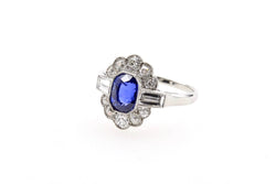 Bague vintage saphir et diamants en platine - Castafiore
