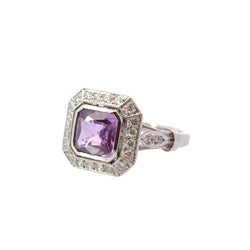 Bague vintage saphir et diamants en platine - Castafiore