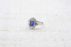 Bague vintage saphir et diamants en platine - Castafiore