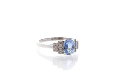 Bague vintage saphir et diamants en platine - Castafiore