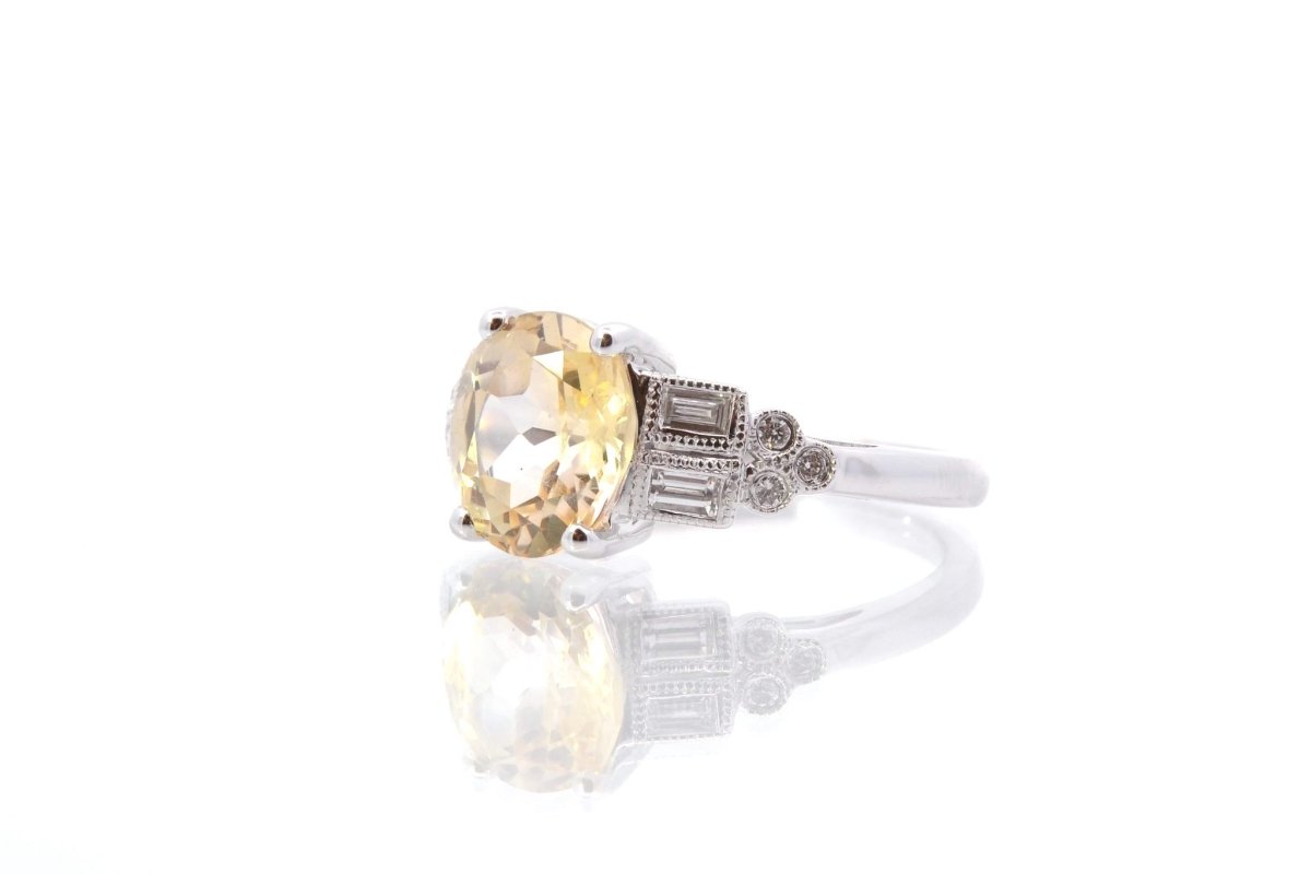 Bague vintage saphir jaune et diamants - Castafiore