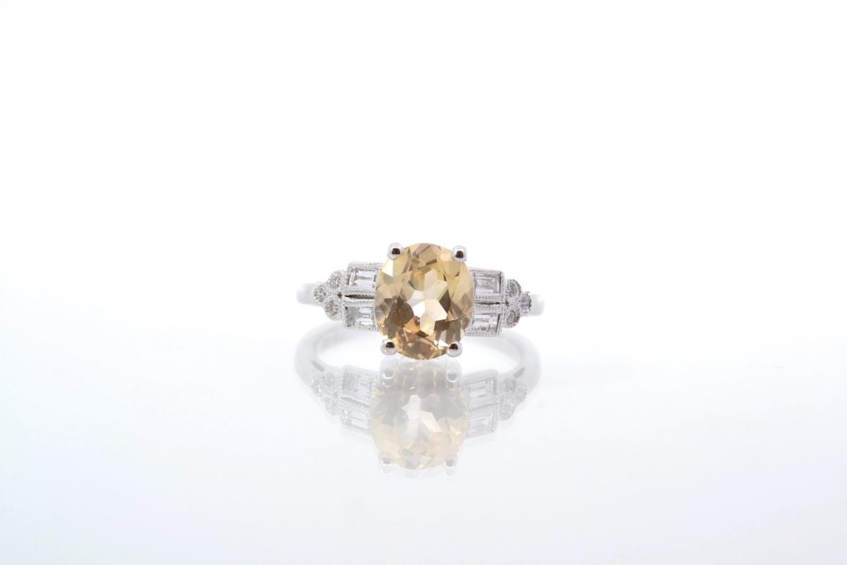 Bague vintage saphir jaune et diamants - Castafiore
