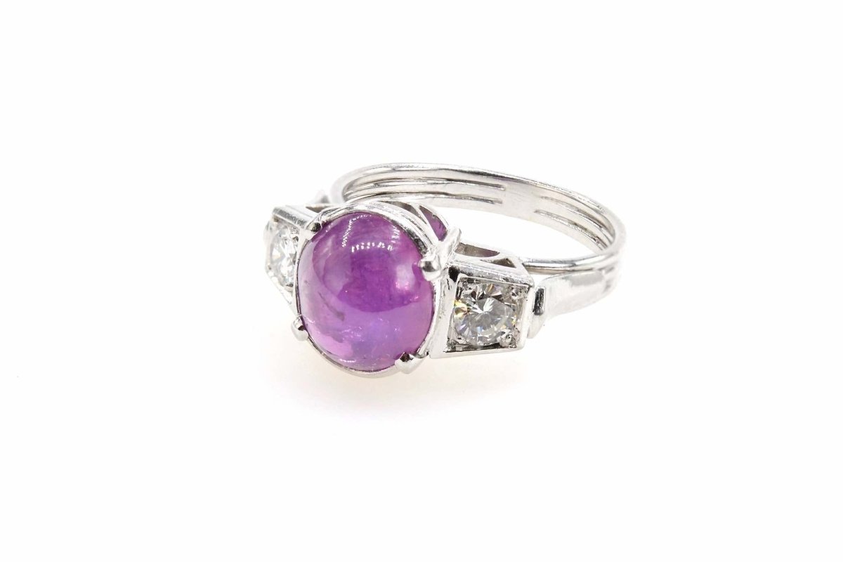 Bague vintage saphir rose de Ceylan étoilé - Castafiore