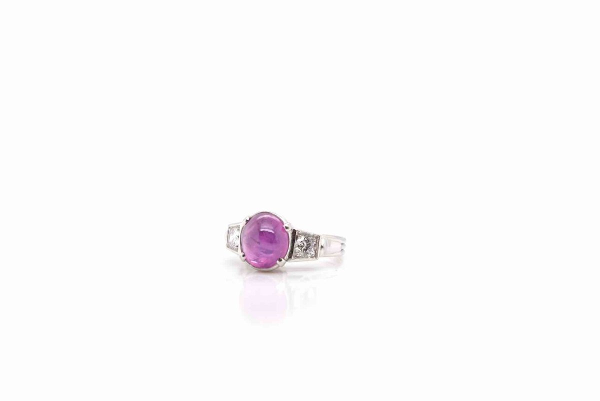Bague vintage saphir rose de Ceylan étoilé - Castafiore