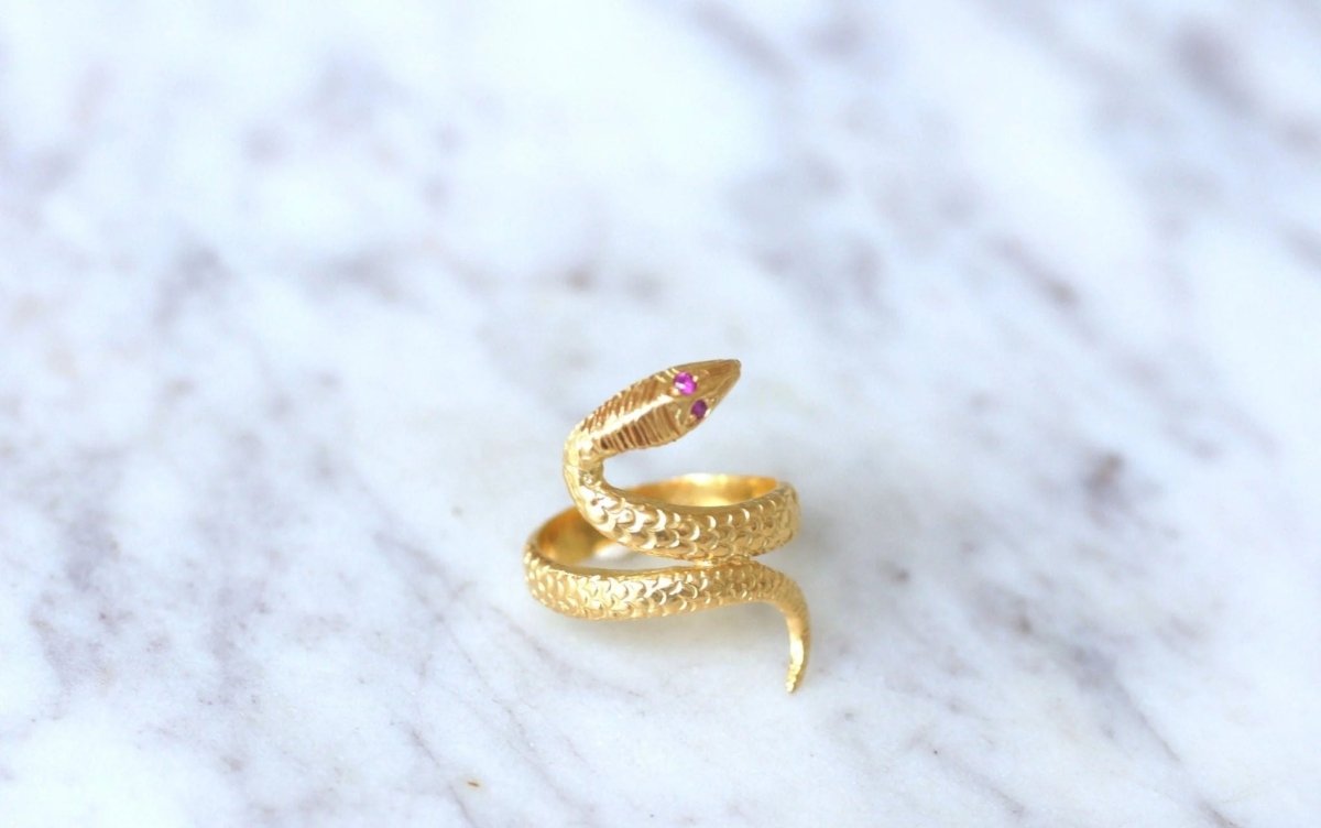 Bague vintage serpent enroulé or jaune - Castafiore