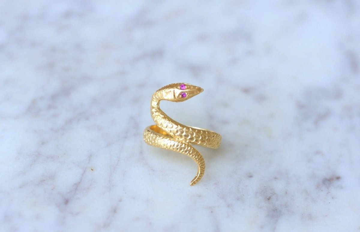 Bague vintage serpent enroulé or jaune - Castafiore
