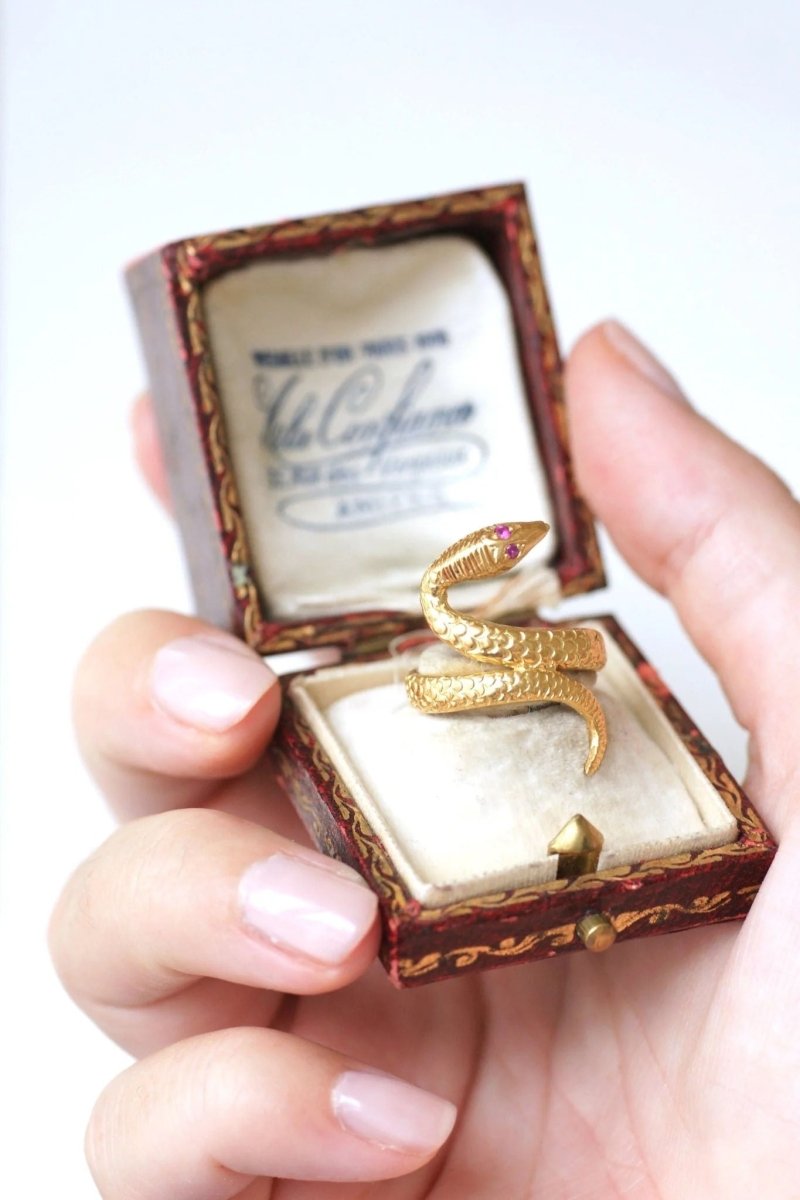 Bague vintage serpent enroulé or jaune - Castafiore
