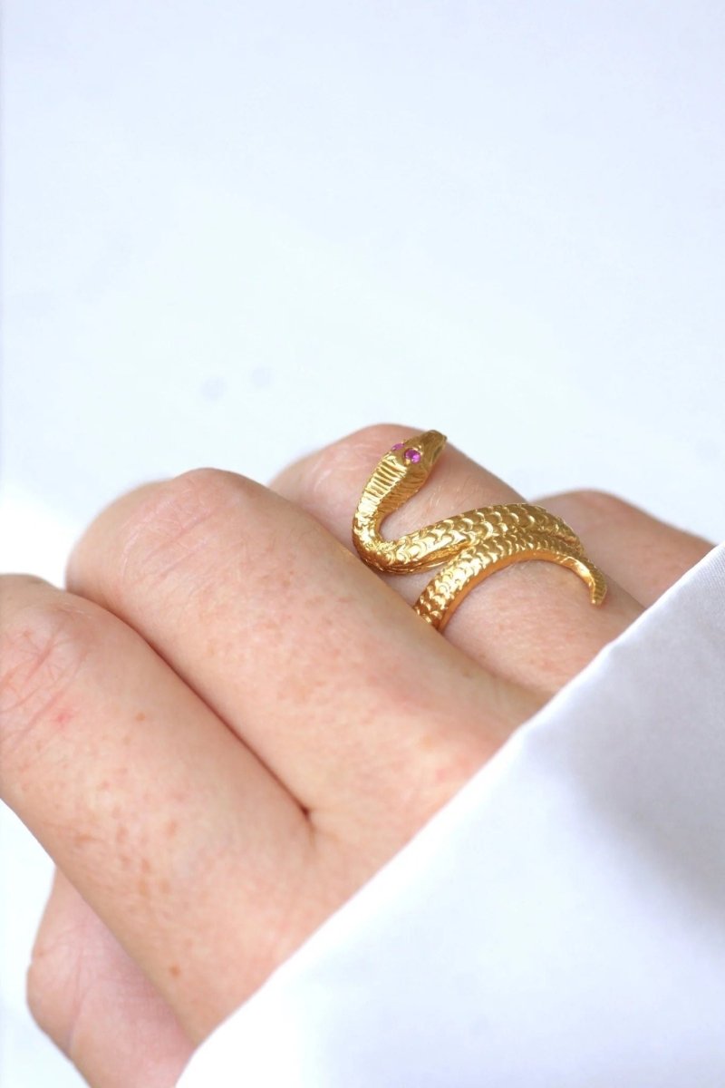 Bague vintage serpent enroulé or jaune - Castafiore