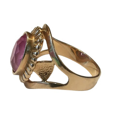 Bague vintage Soviétique Or Jaune Pierre Rose - Castafiore