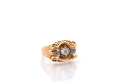 Ring vintage tank diamonds in 18k gold