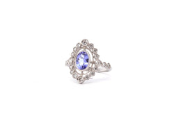 Bague vintage tanzanite et diamants en or - Castafiore