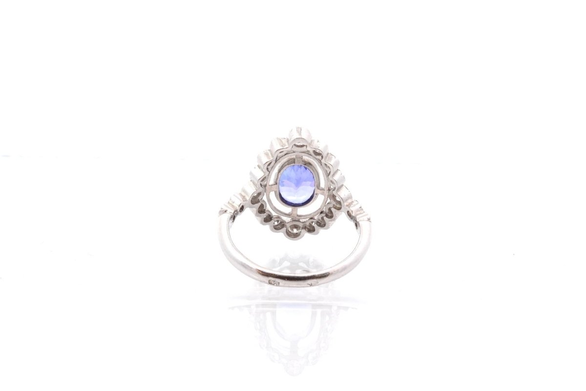 Bague vintage tanzanite et diamants en or - Castafiore