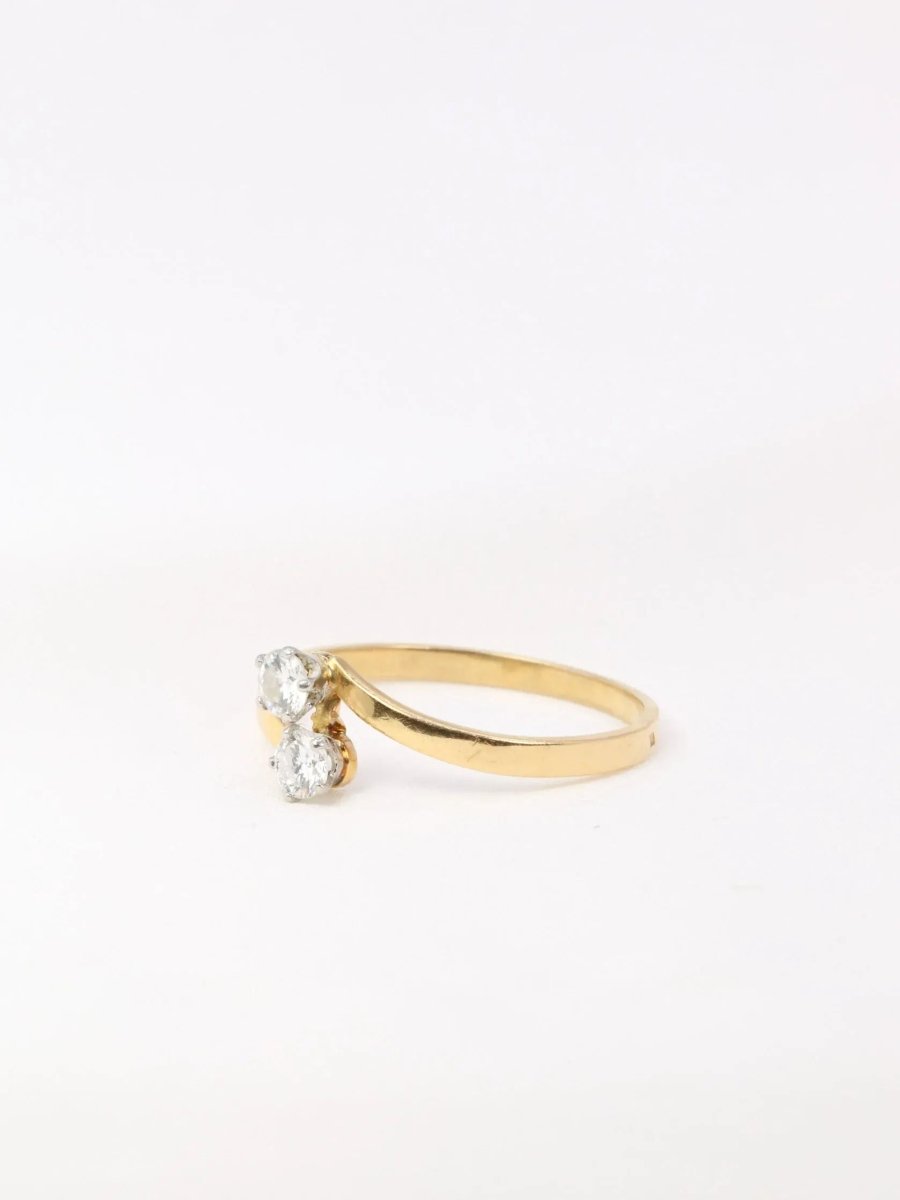 Bague vintage toi et moi en or jaune et diamants - Castafiore