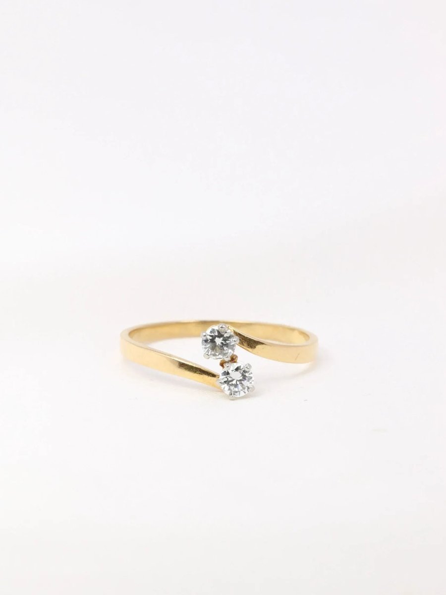 Bague vintage toi et moi en or jaune et diamants - Castafiore