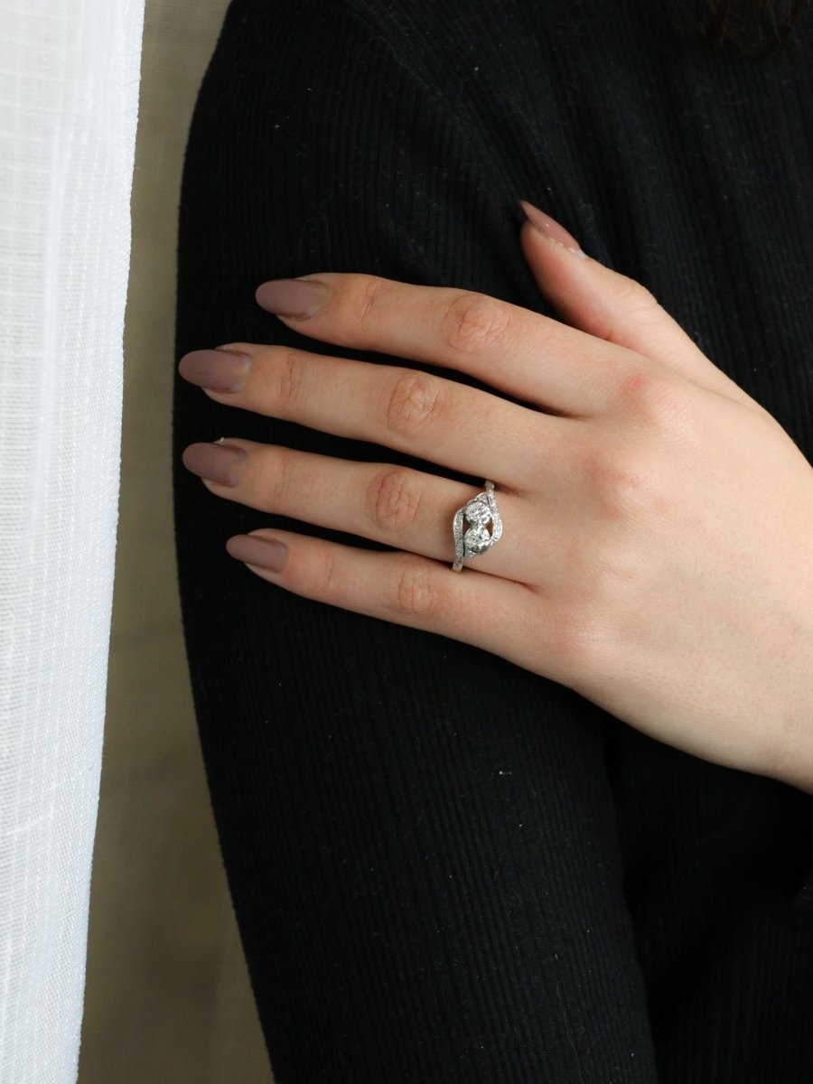 Bague vintage toi et moi or blanc diamants - Castafiore