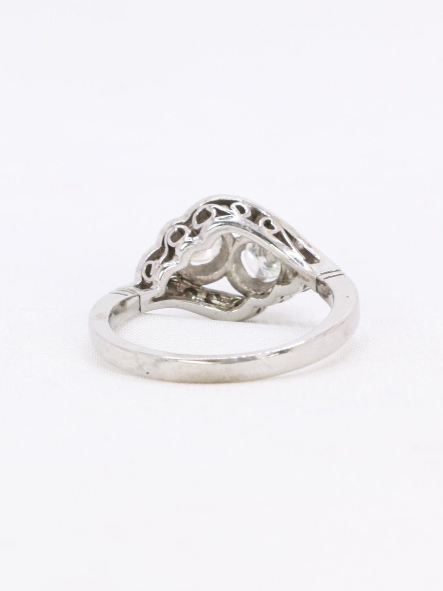 Bague vintage toi et moi or blanc diamants - Castafiore