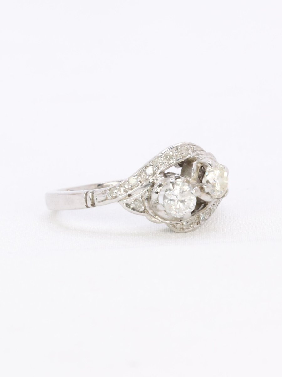 Bague vintage toi et moi or blanc diamants - Castafiore