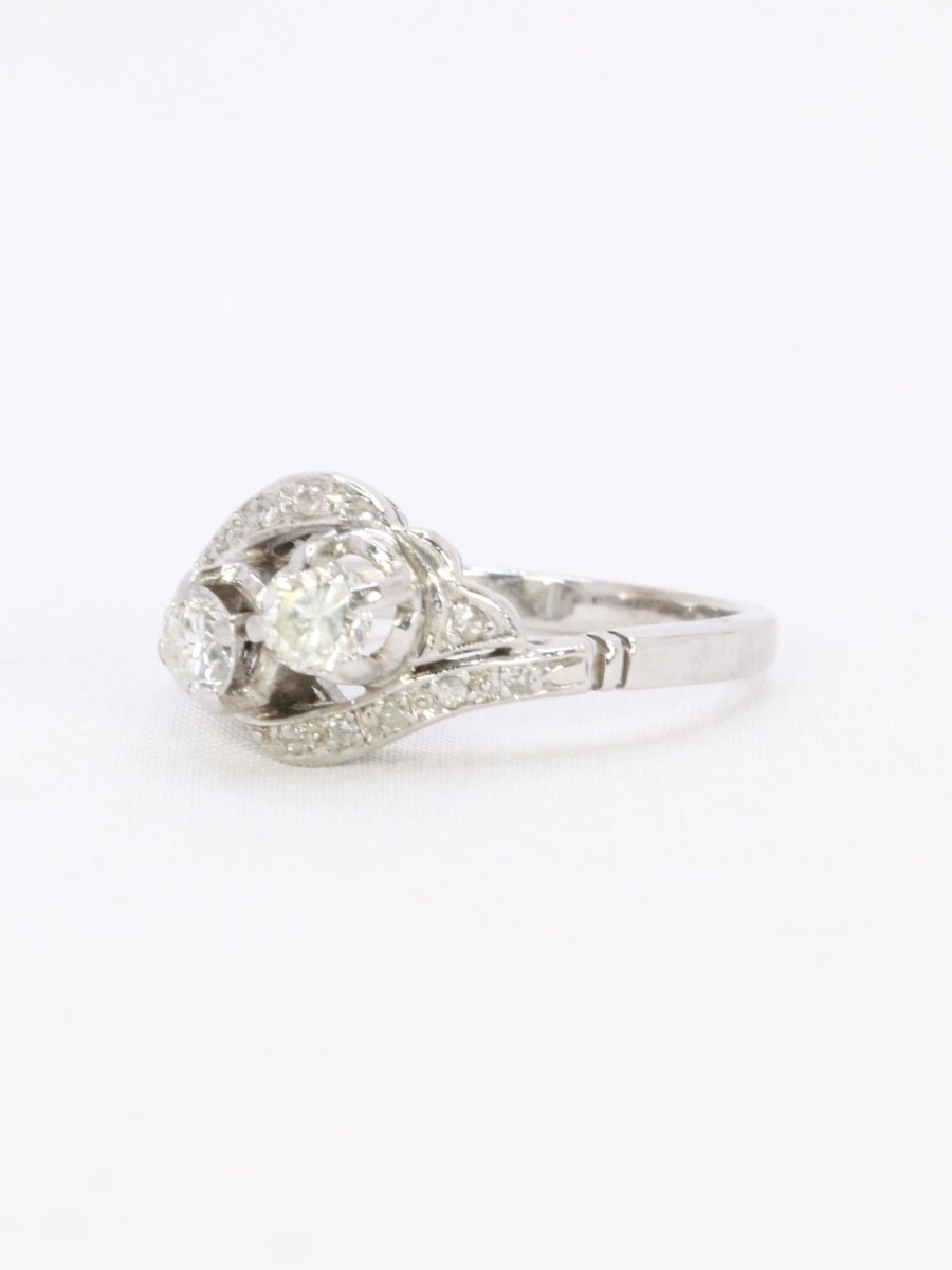 Bague vintage toi et moi or blanc diamants - Castafiore