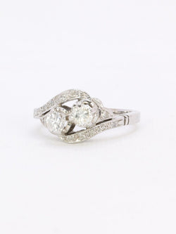 Bague vintage toi et moi or blanc diamants - Castafiore