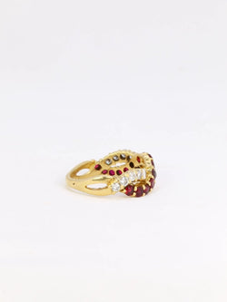 Bague vintage torsadée en or, diamants et rubis - Castafiore