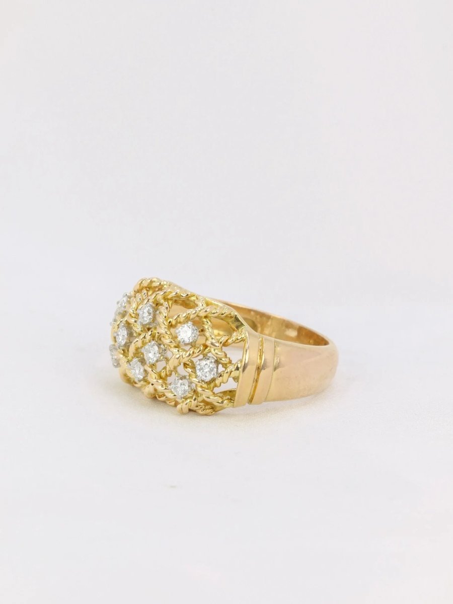 Bague vintage torsadés diamants - Castafiore