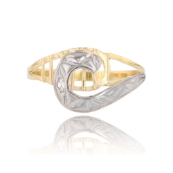 Bague virgule en or jaune et or blanc et diamant - Castafiore