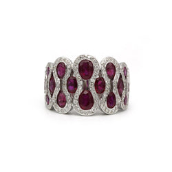 Bague WASKOLL "Wave" en rubis et diamants - Castafiore