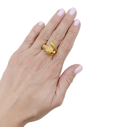 Bague ZOLOTAS en or jaune, or blanc, rubis et diamants - Castafiore