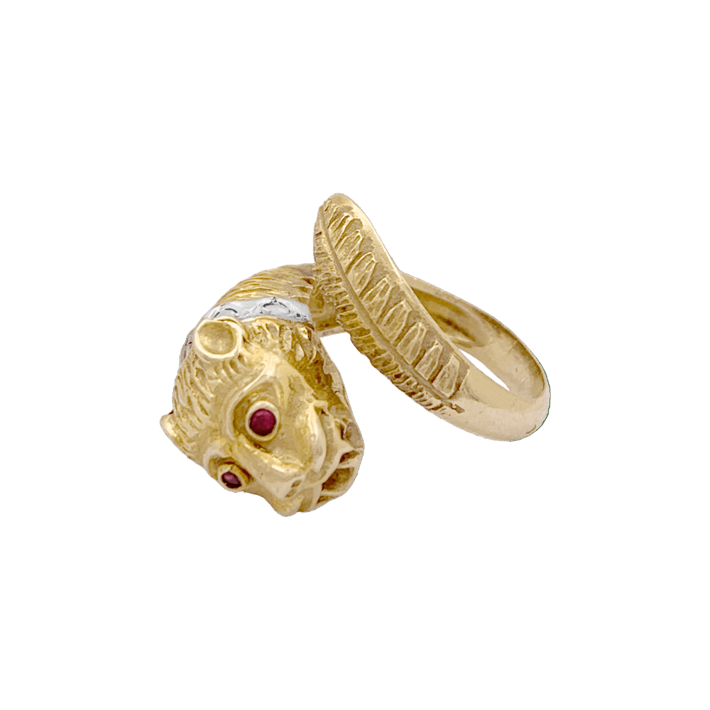Bague ZOLOTAS en or jaune, or blanc, rubis et diamants - Castafiore