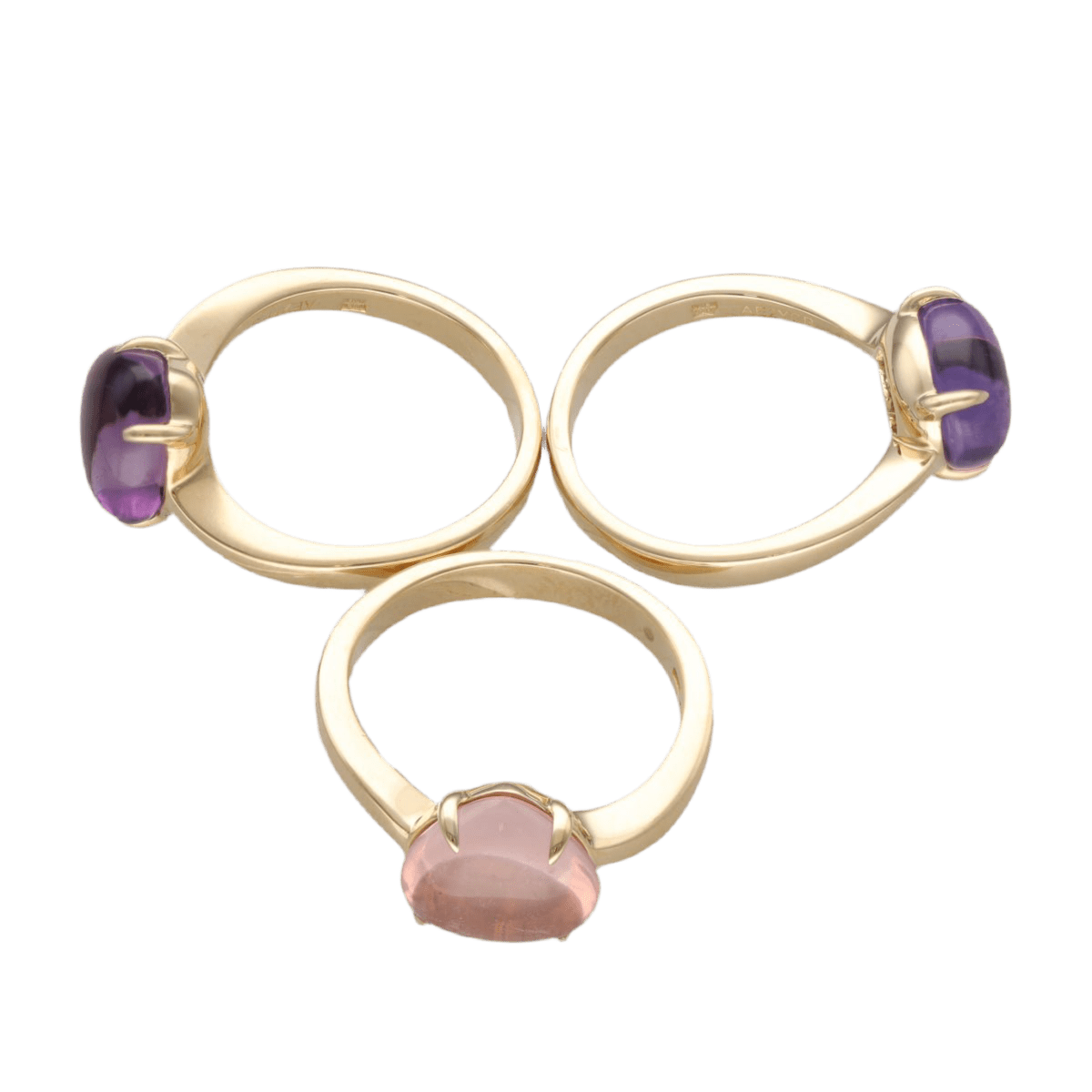Bagues BULGARI en jaune, améthystes et quartz rose - Castafiore