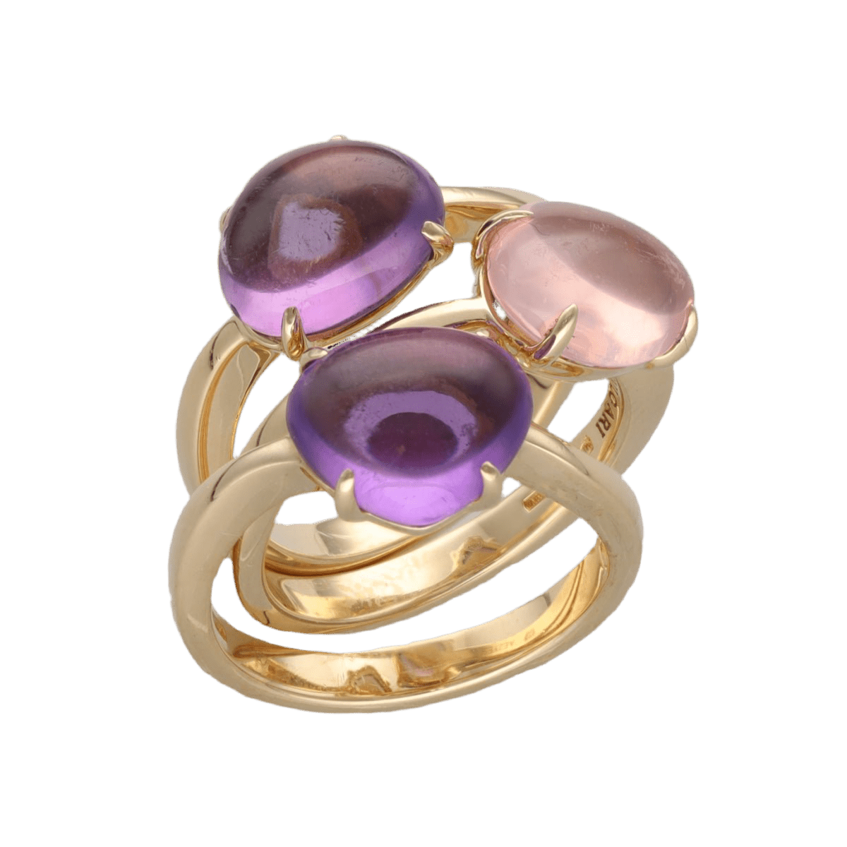 Bagues BULGARI en jaune, améthystes et quartz rose - Castafiore