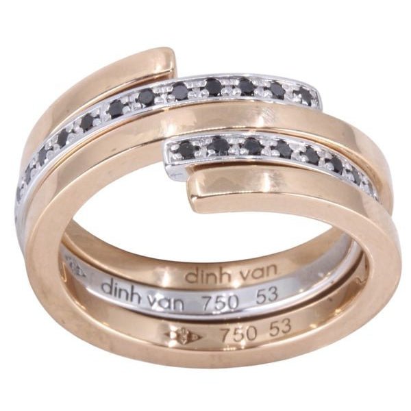 Bagues DINH VAN "Spirale" en or blanc, or jaune, argent et diamant - Castafiore