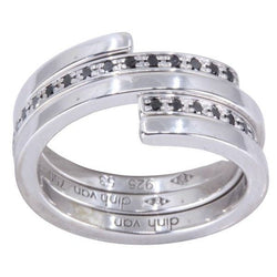 Bagues DINH VAN "Spirale" en or blanc, or jaune, argent et diamant - Castafiore