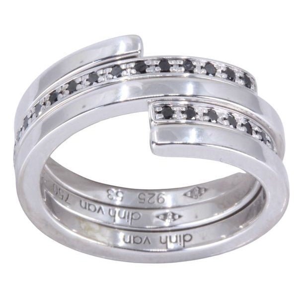 Bagues DINH VAN "Spirale" en or blanc, or jaune, argent et diamant - Castafiore