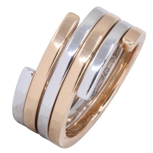 Bagues DINH VAN "Spirale" en or blanc, or jaune, argent et diamant - Castafiore